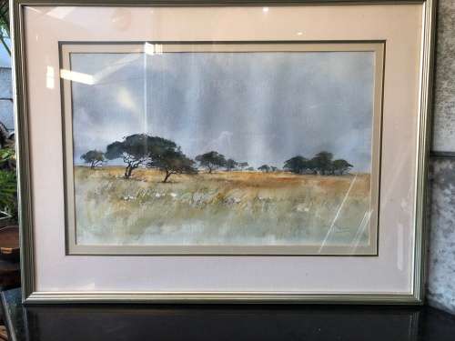 WOW !!!! FAMOUS SA ARTIST PENNY STEYNOR LARGE FRAMED WATERCOLOR LANDSCAPE ~ HIGH VALUE PAINTING
