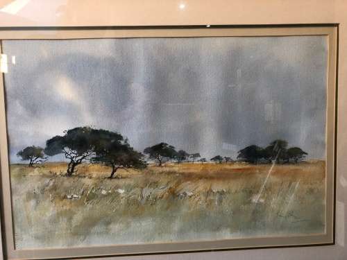 WOW !!!! FAMOUS SA ARTIST PENNY STEYNOR LARGE FRAMED WATERCOLOR LANDSCAPE ~ HIGH VALUE PAINTING