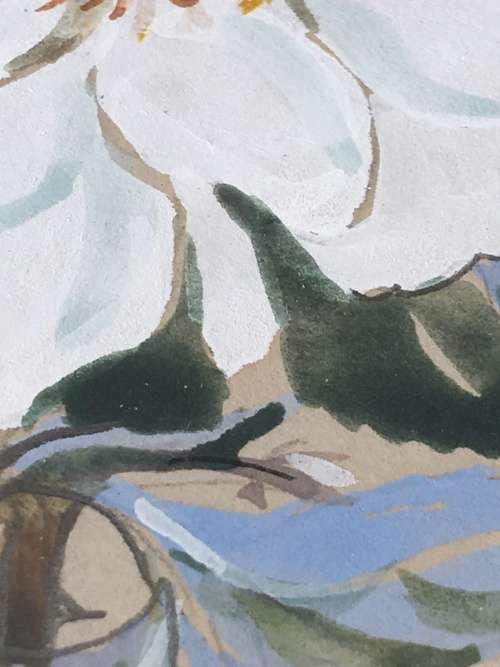 Stunning Small Vintage Ornate Chalk Framed Floral Painting signed by Joan Martini. S.A.Artist.