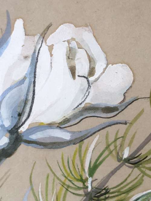 Stunning Small Vintage Ornate Chalk Framed Floral Painting signed by Joan Martini. S.A.Artist.