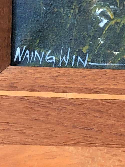 WOW !!! STUNNING FRAMED CHINESE OIL ON CANVAS BY NAING WIN IN EXCELLENT CONDITION