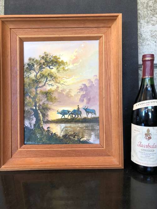 WOW !!! STUNNING FRAMED CHINESE OIL ON CANVAS BY NAING WIN IN EXCELLENT CONDITION