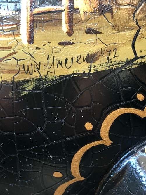 WOW !!! STUNNING VINTAGE DUTCH PEWTER HAND PAINTED SAMOVAR BY " C KURZ & Co TIEL HOLLAND