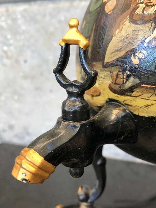 WOW !!! STUNNING VINTAGE DUTCH PEWTER HAND PAINTED SAMOVAR BY " C KURZ & Co TIEL HOLLAND