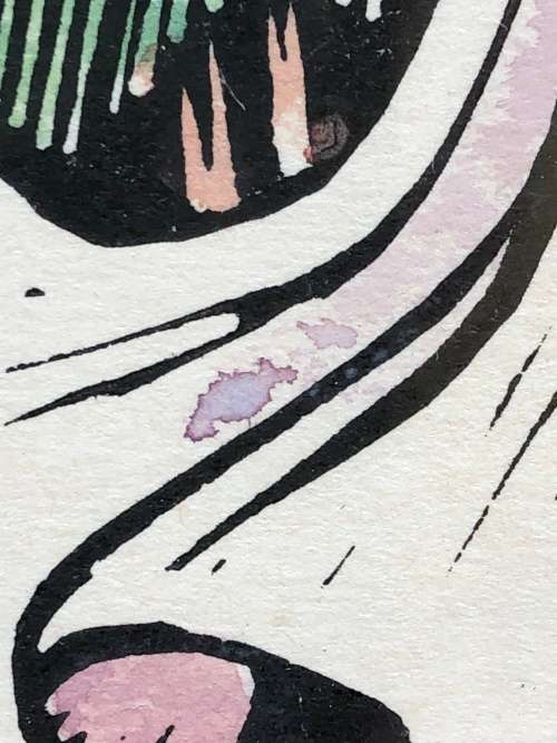 WOW !!! GREGOIRE BOONZAAIER WATERCOLORED LINOCUT DATED 1978 AND AUTHENTICATED ON THE BACK