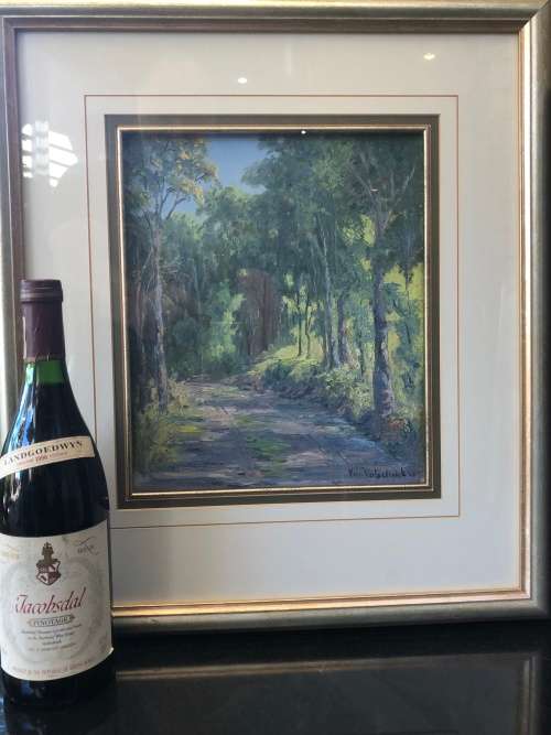 INVESTMENT ART~ VERA VOLSCHENK (1899-1987) - ROAD THROUGH TREES - OIL ON BOARD DATED 1948