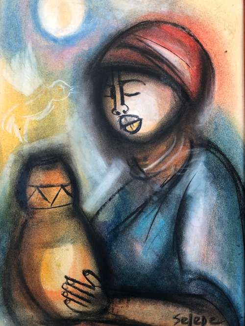 INVESTMENT ART~ DANIEL SELEPE (1946-) - MIXED MEDIA SIGNED AND FRAMED