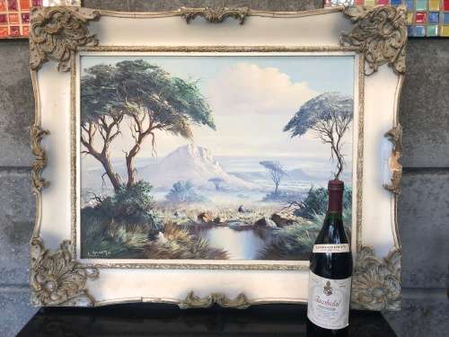 INVESTMENT ART~ LES ALBERTYN - SOUTH AFRICAN ARTIST(1931-2011) FRAMED OIL ON BOARD LANDSCAPE