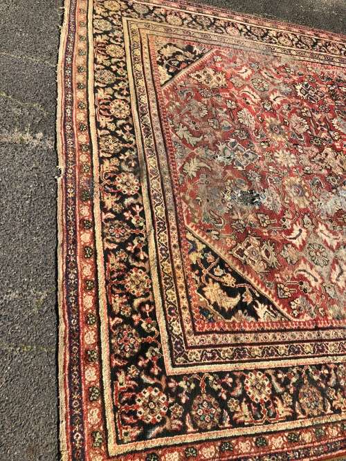WOW !!! MASSIVE WELL WORN PURE WOOL HAND KNOTTED ARAK PERSIAN CARPET 3220 X 4250 mm