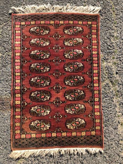 WOW !!! STUNNING PURE WOOL HAND KNOTTED SMALL BOKHARA PERSIAN CARPET 930 X 600mm