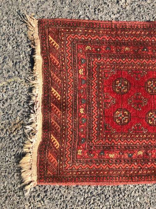 WOW !!! VINTAGE NICELY WORN HAND KNOTTED PURE WOOL PERSIAN BOKHARA RUNNER 3690 X 790mm