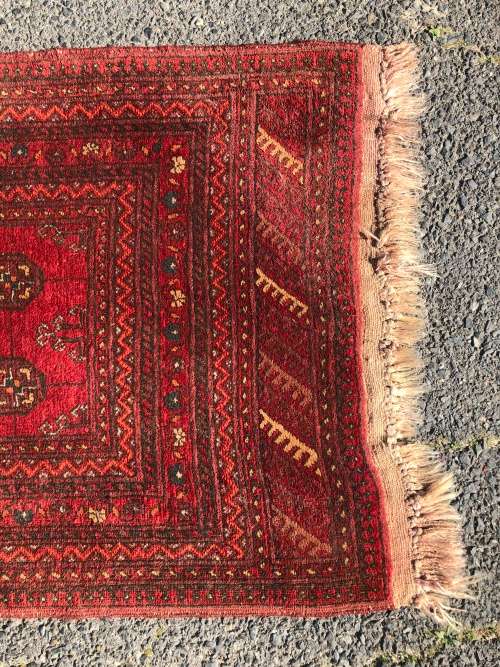 WOW !!! VINTAGE NICELY WORN HAND KNOTTED PURE WOOL PERSIAN BOKHARA RUNNER 3690 X 790mm