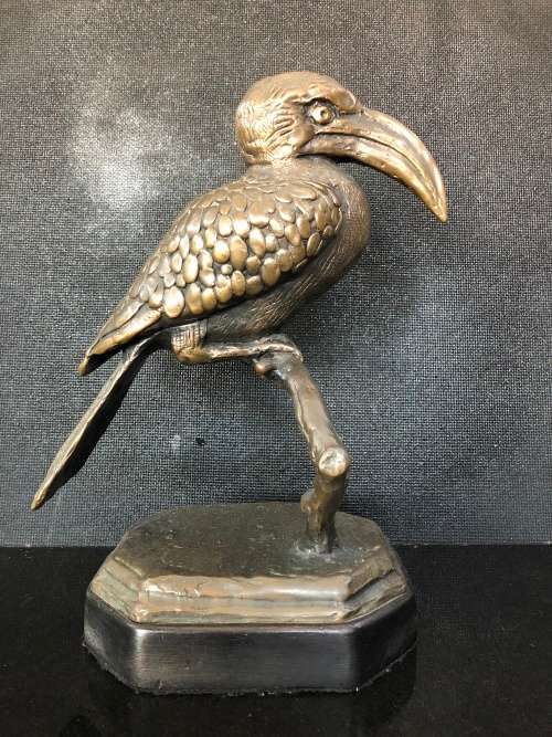 INVESTMENT ART !! LARGE ORIGINAL BRONZE SCULPTURE OF A HORNBILL COMMISSIONED BY BRONZE AGE FOUNDRY