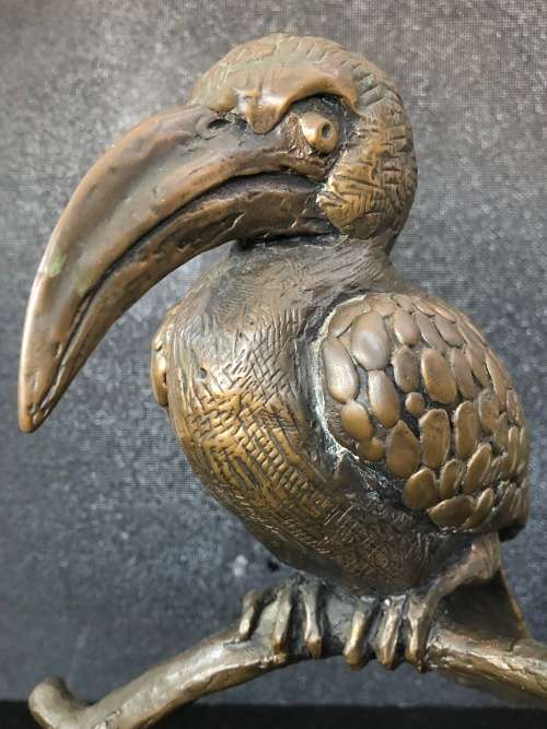INVESTMENT ART !! LARGE ORIGINAL BRONZE SCULPTURE OF A HORNBILL COMMISSIONED BY BRONZE AGE FOUNDRY