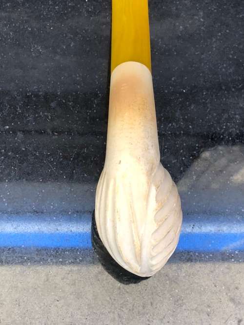 WOW !!! VINTAGE USED SWIRLED BILLIARD BENT REAL BLOCK MEERSCHAUM PIPE WITH AN AMBER STEM