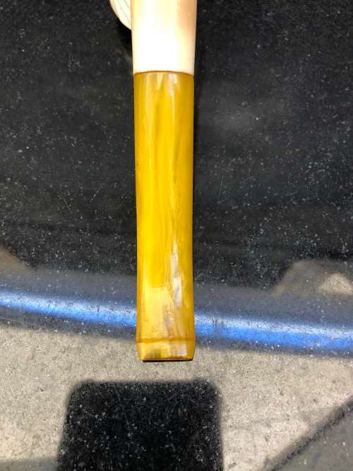 WOW !!! VINTAGE USED SWIRLED BILLIARD BENT REAL BLOCK MEERSCHAUM PIPE WITH AN AMBER STEM
