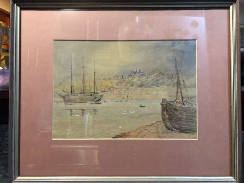 WOW !!! ANTIQUE WATERCOLOR BY BRITISH ARTIST R.McFADDEN DATED 1916 FRAMED