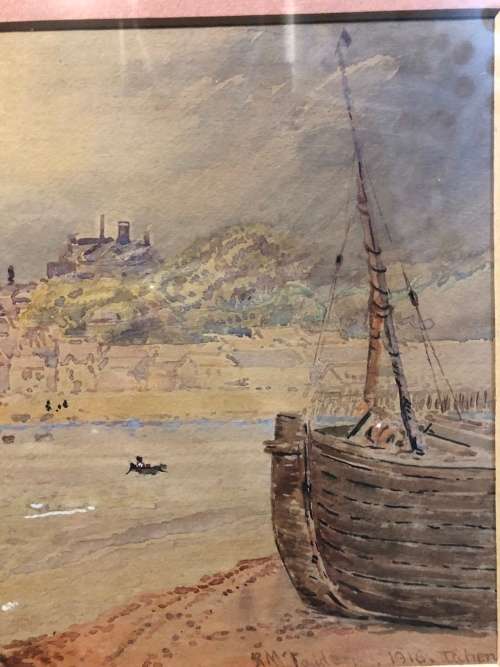 WOW !!! ANTIQUE WATERCOLOR BY BRITISH ARTIST R.McFADDEN DATED 1916 FRAMED