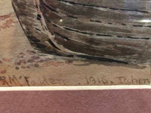 WOW !!! ANTIQUE WATERCOLOR BY BRITISH ARTIST R.McFADDEN DATED 1916 FRAMED