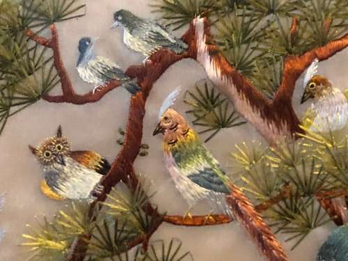 WOW !!! STUNNING LARGE CHINESE SILK EMBROIDERY FRAMED WITH CALLIGRAPHY