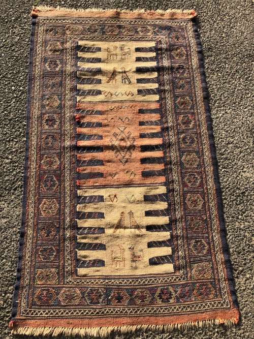WOW !!! VINTAGE EMBROIDERED KHORASAN PERSIAN KILIM FROM MASHHAD PROVINCE 1700 X 990mm