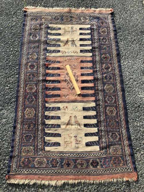 WOW !!! VINTAGE EMBROIDERED KHORASAN PERSIAN KILIM FROM MASHHAD PROVINCE 1700 X 990mm