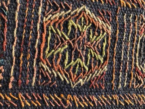 WOW !!! VINTAGE EMBROIDERED KHORASAN PERSIAN KILIM FROM MASHHAD PROVINCE 1700 X 990mm