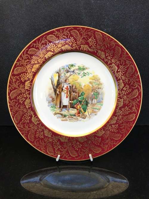 Antique Maddock 122 year old Vitreous Large Display Plate of "Robin Hood Captures the Pirate Ship"