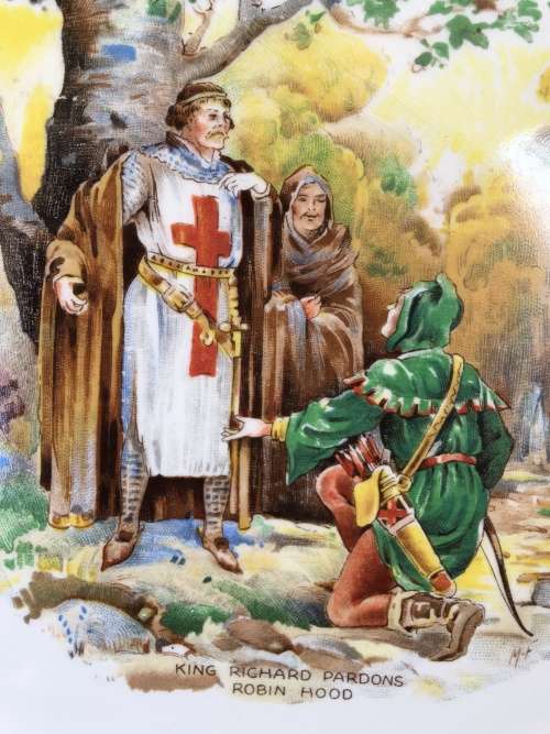 Antique Maddock 122 year old Vitreous Large Display Plate of "Robin Hood Captures the Pirate Ship"