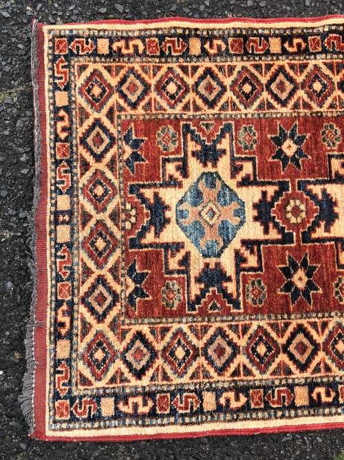 WHAT A BEAUTY !!! PURE WOOL HAND KNOTTED AFGHAN KAZAK PERSIAN RUNNER 3260 X 750mm