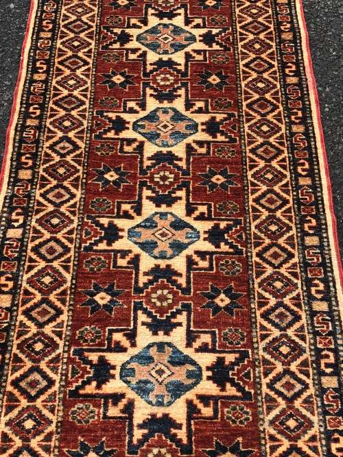 WHAT A BEAUTY !!! PURE WOOL HAND KNOTTED AFGHAN KAZAK PERSIAN RUNNER 3260 X 750mm