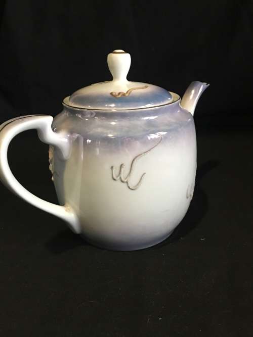 Rare c1950s Soko-China Made in Japan Moriage Dragon Ware Tea Pot -Lithophane Geisha .