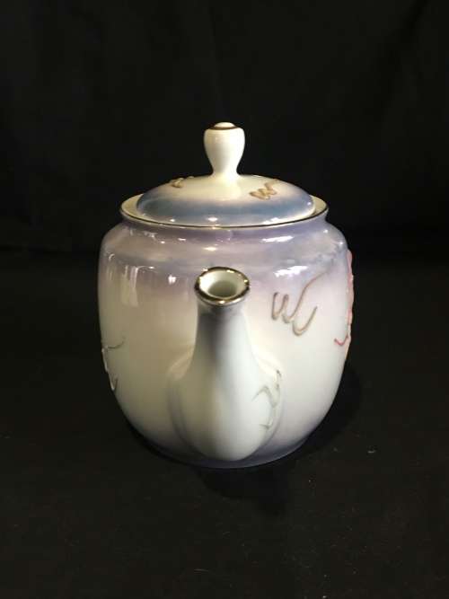 Rare c1950s Soko-China Made in Japan Moriage Dragon Ware Tea Pot -Lithophane Geisha .