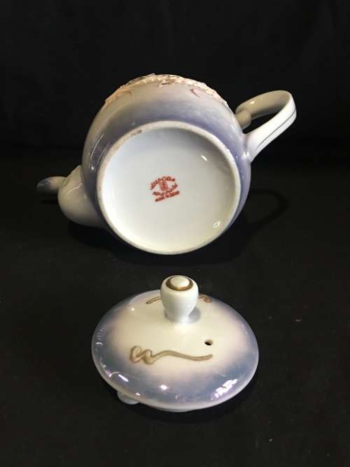 Rare c1950s Soko-China Made in Japan Moriage Dragon Ware Tea Pot -Lithophane Geisha .