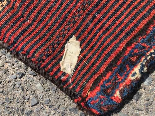 STUNNING VINTAGE HEAVY HAND KNOTTED PURE WOOL PERSIAN SADDLE BLANKET / SADDLE BAG - 990 X 620mm