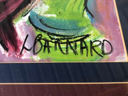 INVESTMENT ART~ FAMOUS SA ARTIST LYNETTE BARNARD (1963 - ) MIXED MEDIA SIGNED AND FRAMED