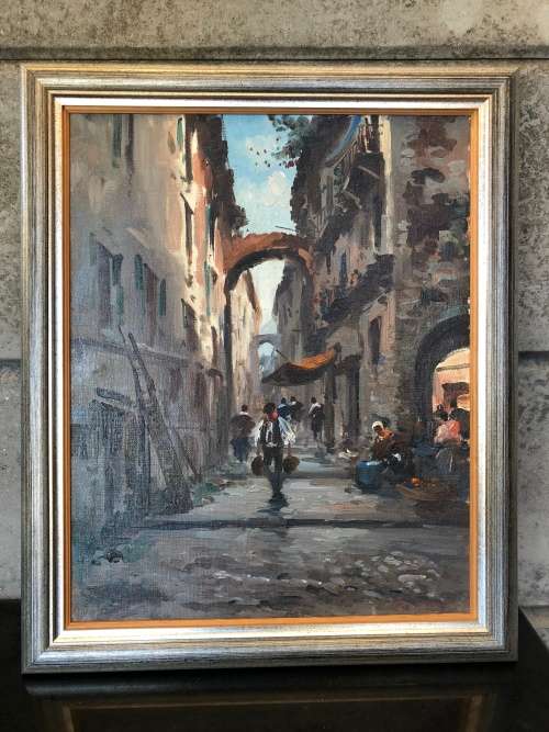INVESTMENT ART !!! CLAUDIO SIMONETTI (1929 -) FAMOUS ITALIAN MAESTRO - ORIGINAL FRAMED OIL ON BOARD