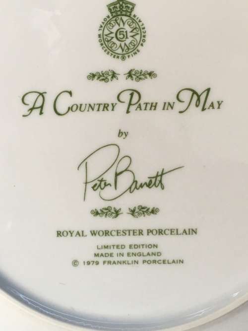 WOW!! c1979. Plate Hand Painted by Peter Barret "A Country Path In May" made by Royal Worcester