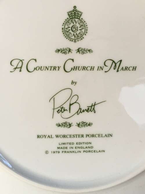 WOW!! c1979. Plate Hand Painted by Peter Barret "A Country Church In March" made by Royal Worcester