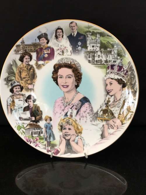 Stunning Coalport China 28 cm Display Plate "To Celebrate The 60th Birthday Of Queen Elizabeth 1986
