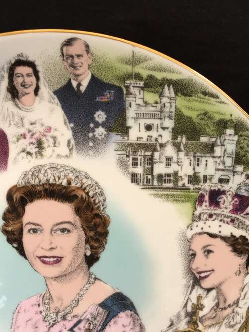 Stunning Coalport China 28 cm Display Plate "To Celebrate The 60th Birthday Of Queen Elizabeth 1986