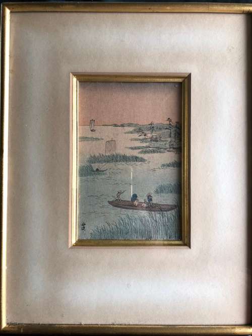 WOW !!! TOMIOKA EISEN (1864-1905) JAPANESE ARTIST WOODBLOCK PRINT - FRAMED BEHIND GLASS