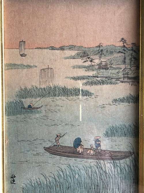 WOW !!! TOMIOKA EISEN (1864-1905) JAPANESE ARTIST WOODBLOCK PRINT - FRAMED BEHIND GLASS