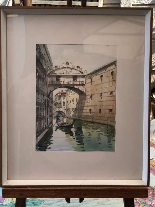T Orsini - Original Contemporary Watercolour, Under the Bridge of Sighs, Venice -Signed