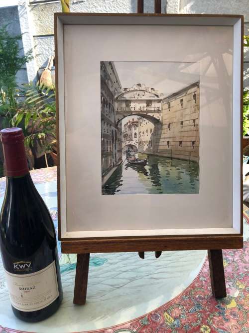 T Orsini - Original Contemporary Watercolour, Under the Bridge of Sighs, Venice -Signed