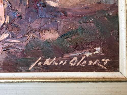 WOW !!! JOHAN OLDERT (1912-1984) FRAME OIL ON BOARD - BLUEGUM TREES - INVESTMENT ART