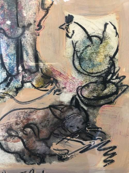 INVESTMENT ART !!! FRANS MARTIN CLAERHOUT (1919 - 2006) ORIGINAL MIXED MEDIA - WITH COA