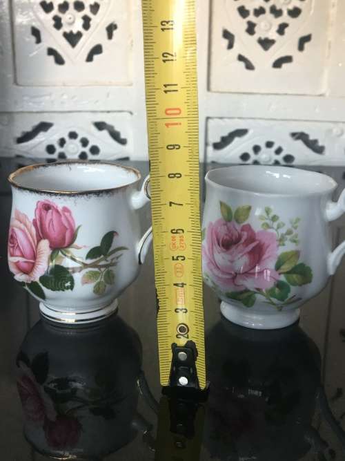 2 Rose Tea Cups By  Royal Albert " Anniversary Rose & American Beauty " 1 cup small chip