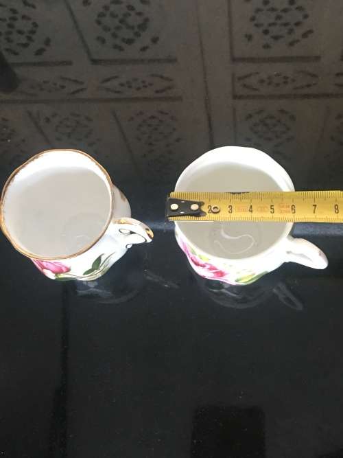 2 Rose Tea Cups By  Royal Albert " Anniversary Rose & American Beauty " 1 cup small chip