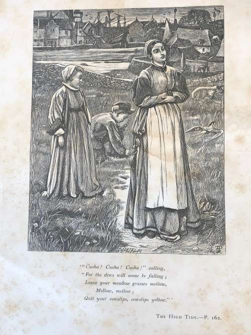 ANTIQUE HARDCOVER GILT EDGED LEATHER BOUND AND RIBBED BOOK - POEMS BY JEAN INGELOW 1867